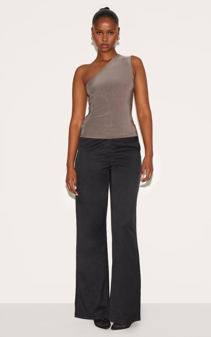 Mushroom Double Layer Slinky Back Detail One Shoulder Top Product Image