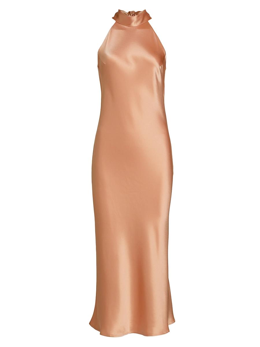 Womens Sienna Satin Halter Neck Gown Product Image