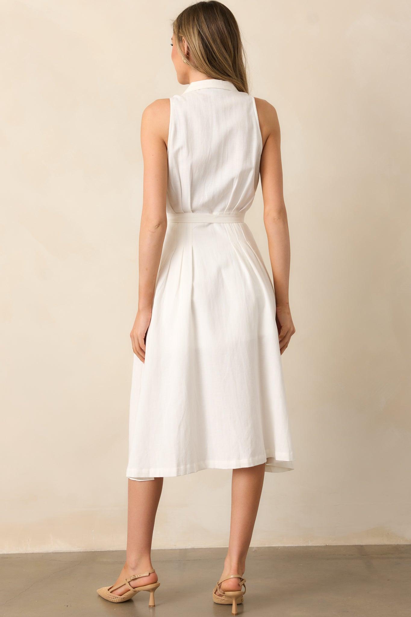 Lakeside Picnic Ivory Button Front Midi Dress Product Image