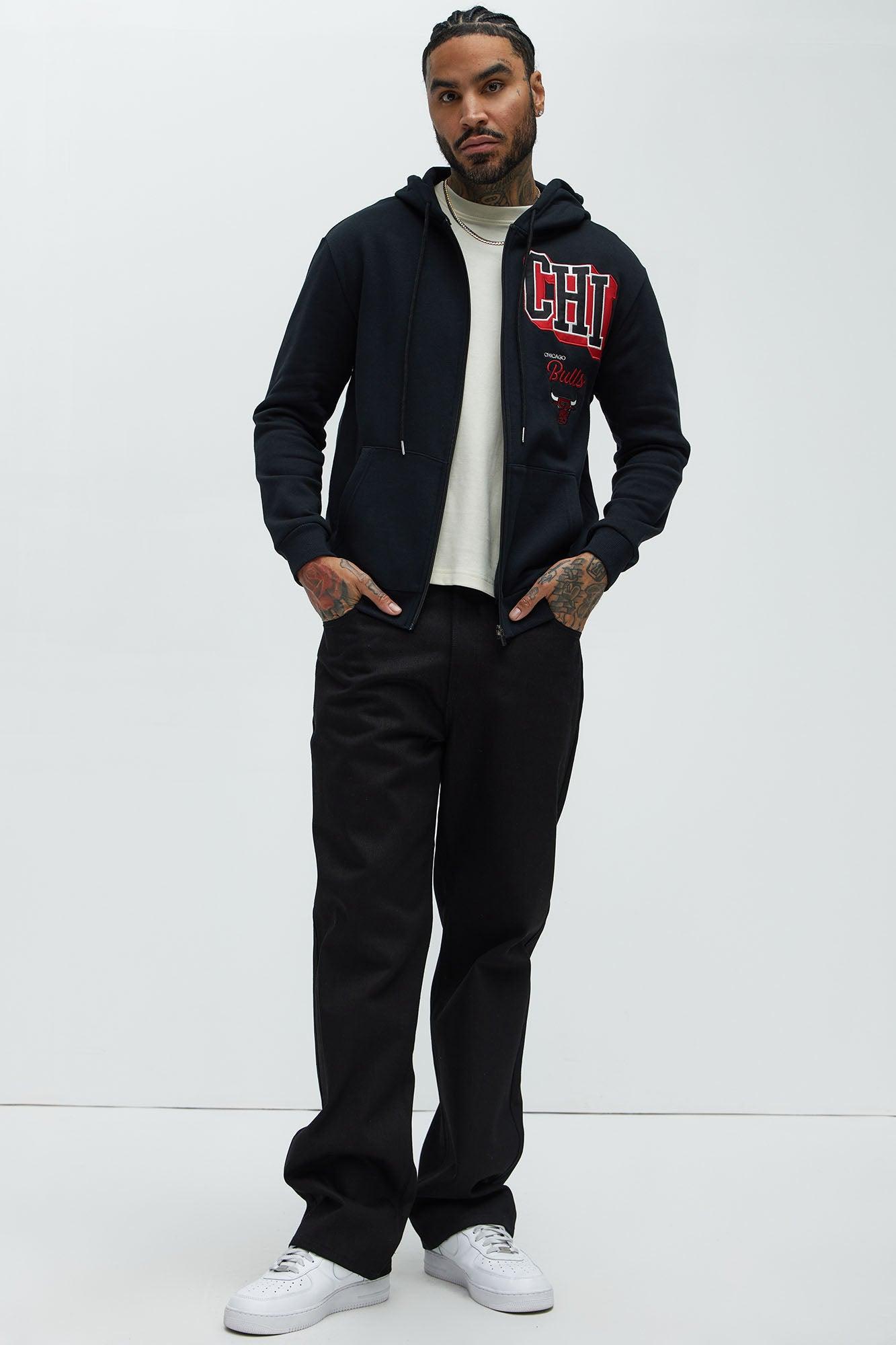 Bulls Bold Zip Up Hoodie - Black Male Product Image