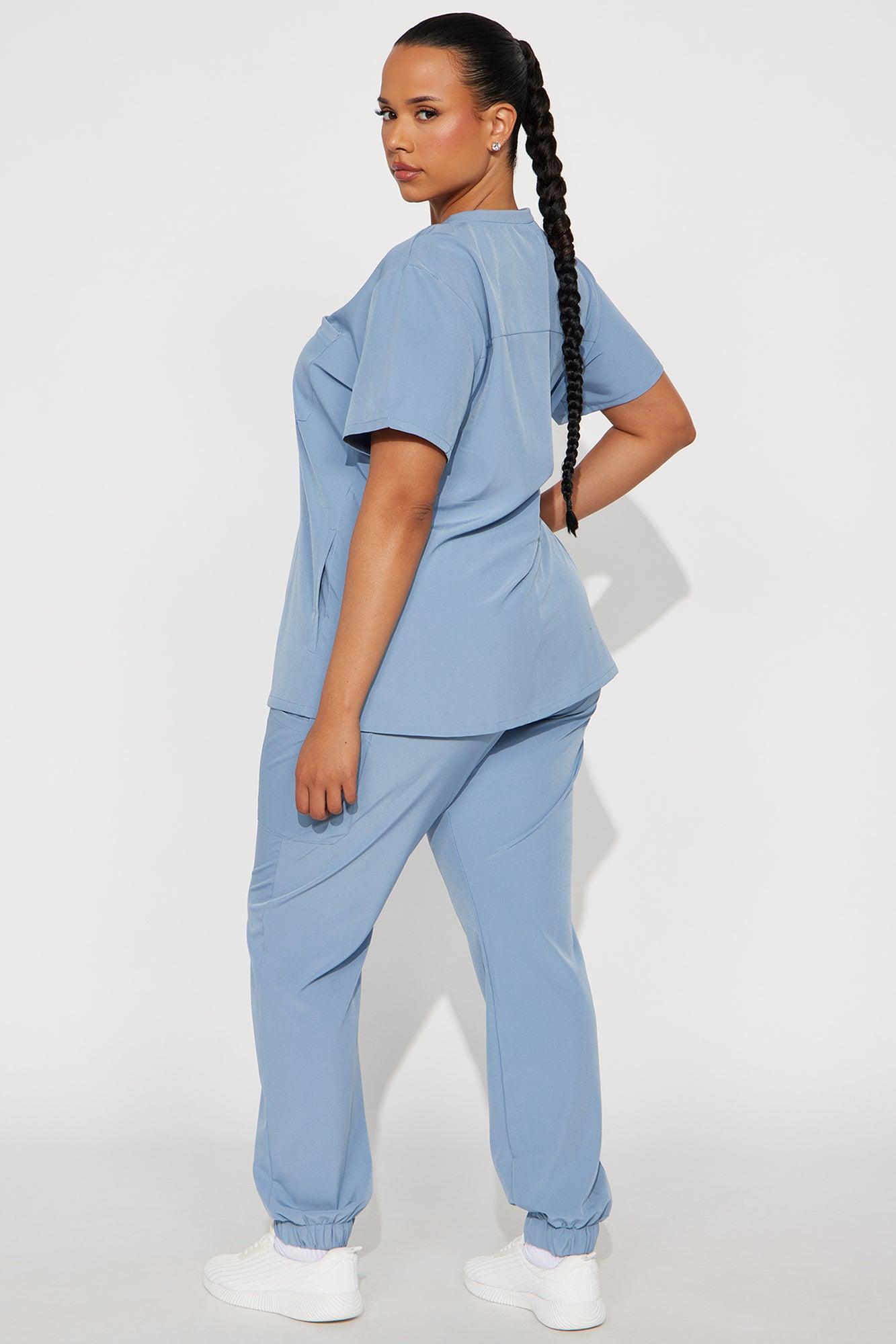 Daily Routine Stretch Uniform Scrub Jogger Set - Slate Blue Female Product Image
