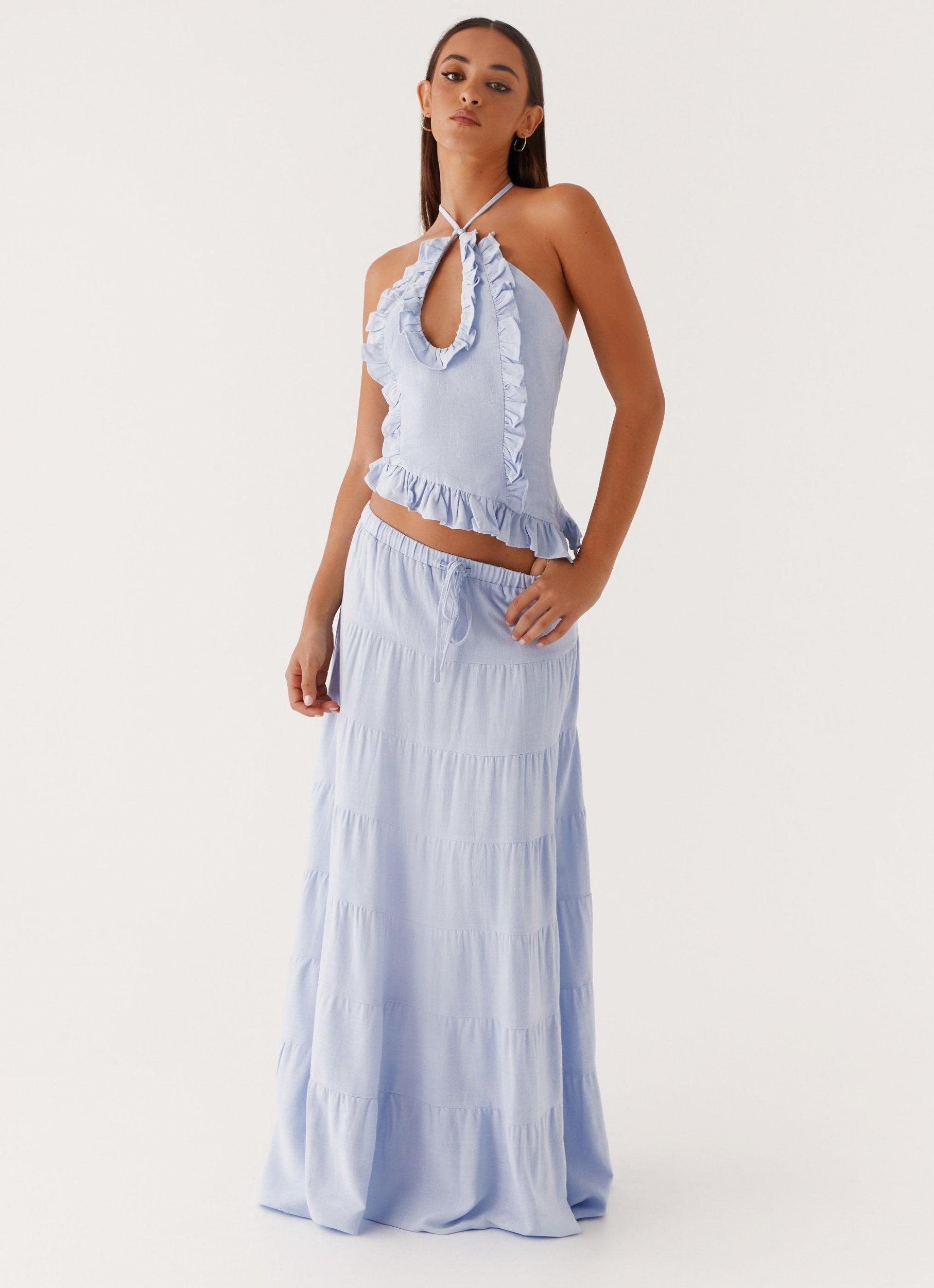 Mariella Linen Top - Blue Product Image