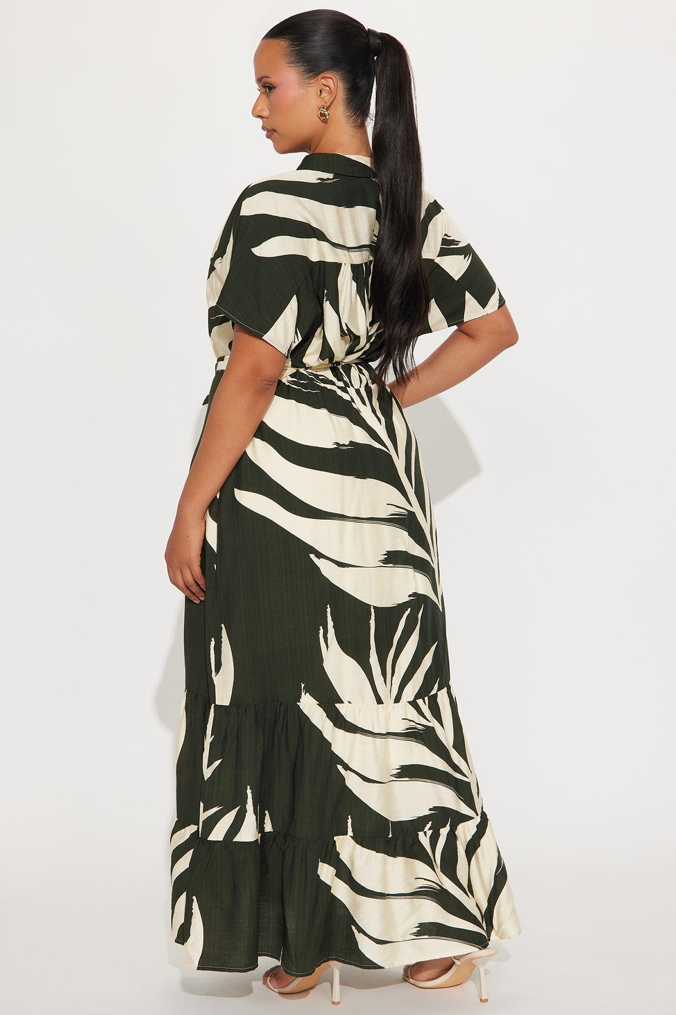 By The Seashore Linen Maxi Dress - Olive/combo Female Product Image