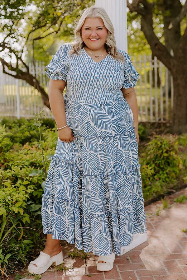 Coastal Stroll Smocked Maxi Dress Curves Product Image