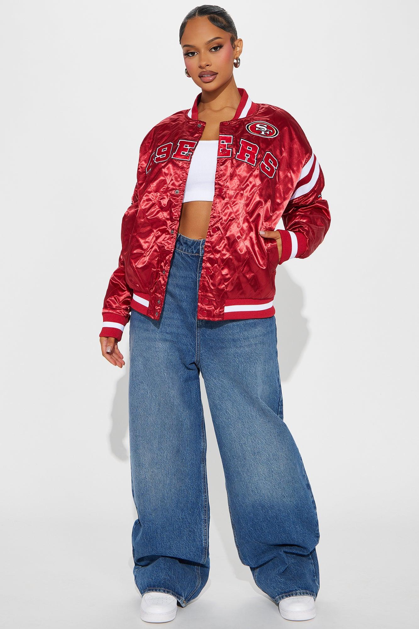 49ers Quilted Bomber Jacket - Red Female Product Image