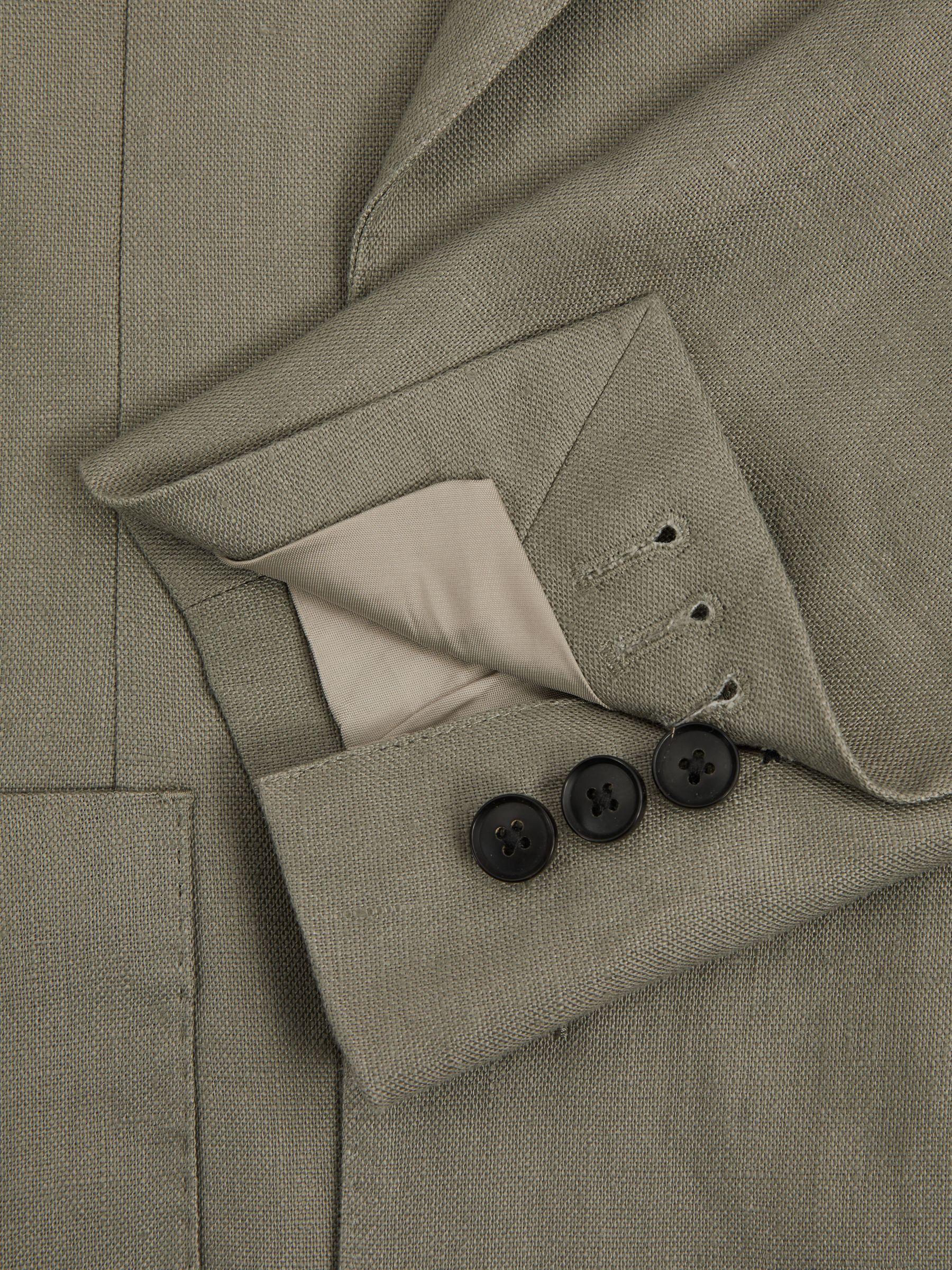 Linen Double Breasted Blazer in Light Sage Green Product Image