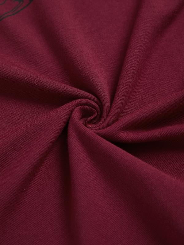 Off Shoulder Graphic Print Slim Long Sleeve Tee Product Image