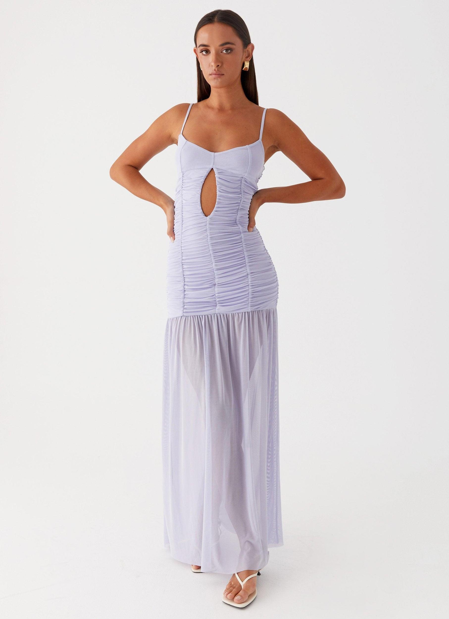 Constance Mesh Maxi Dress - Lavender Product Image