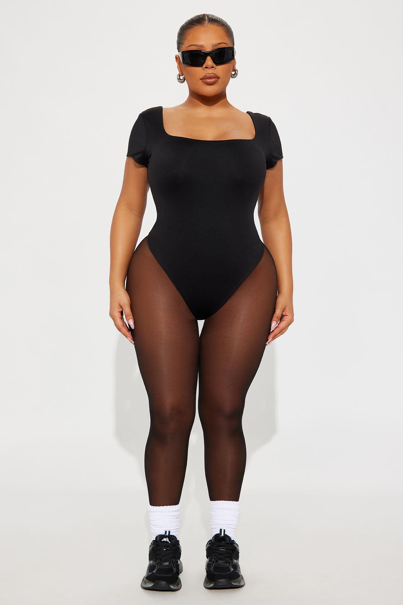 Contour Double Lined Square Neck Bodysuit - Black Female Product Image