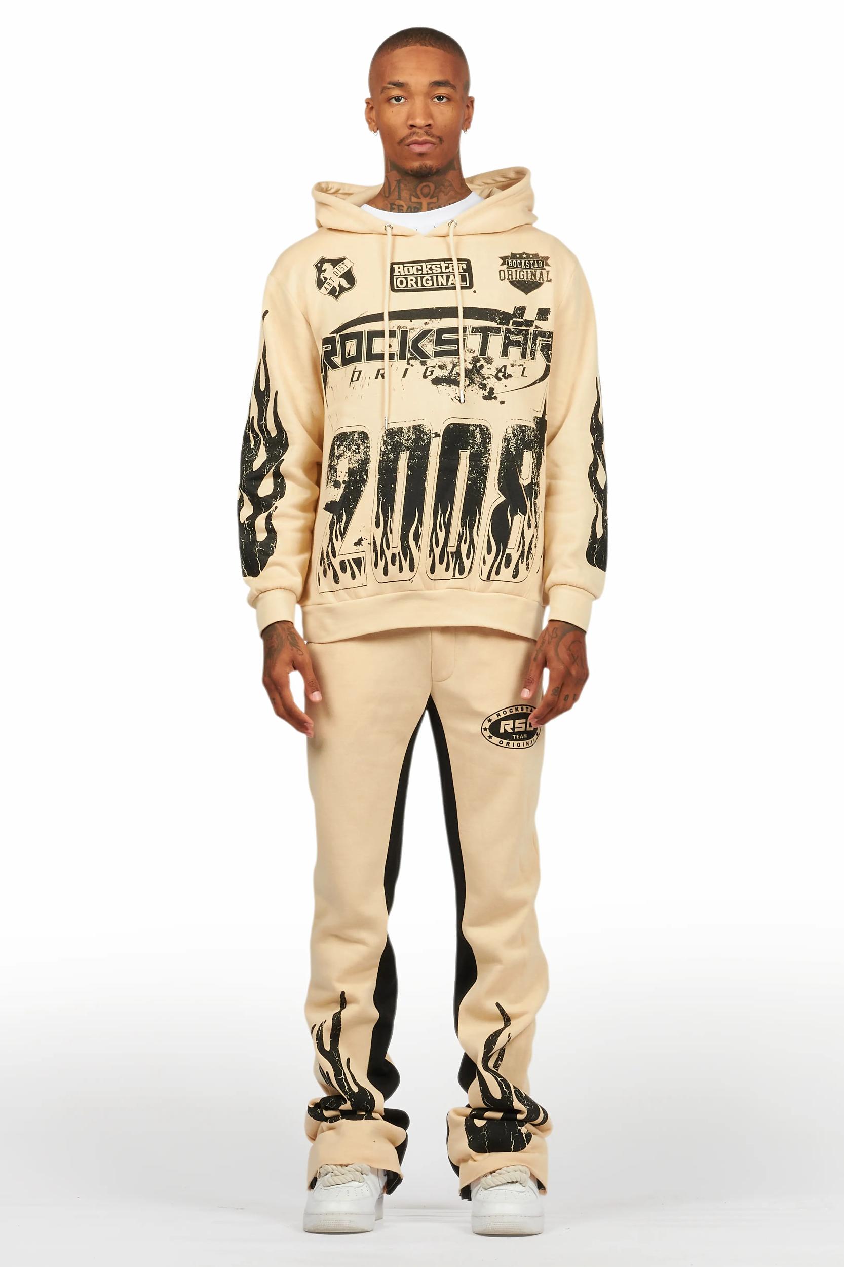 Amos Beige Hoodie/Baggy Track Pant Set Male Product Image