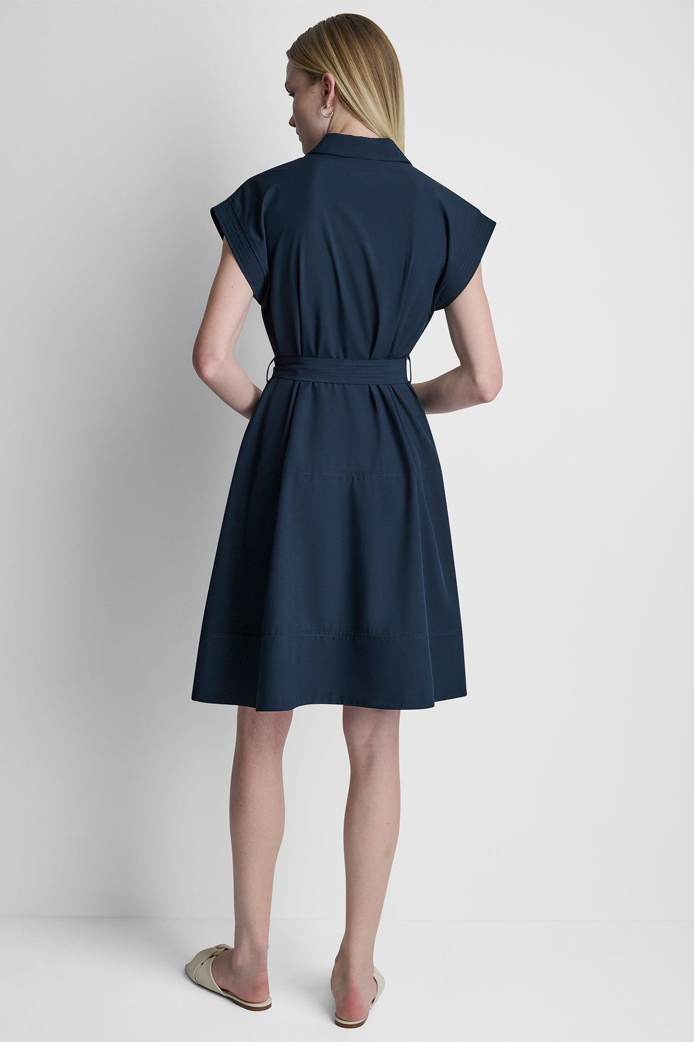 CAP SLEEVE ZIP-FRONT SHIRT DRESS Product Image