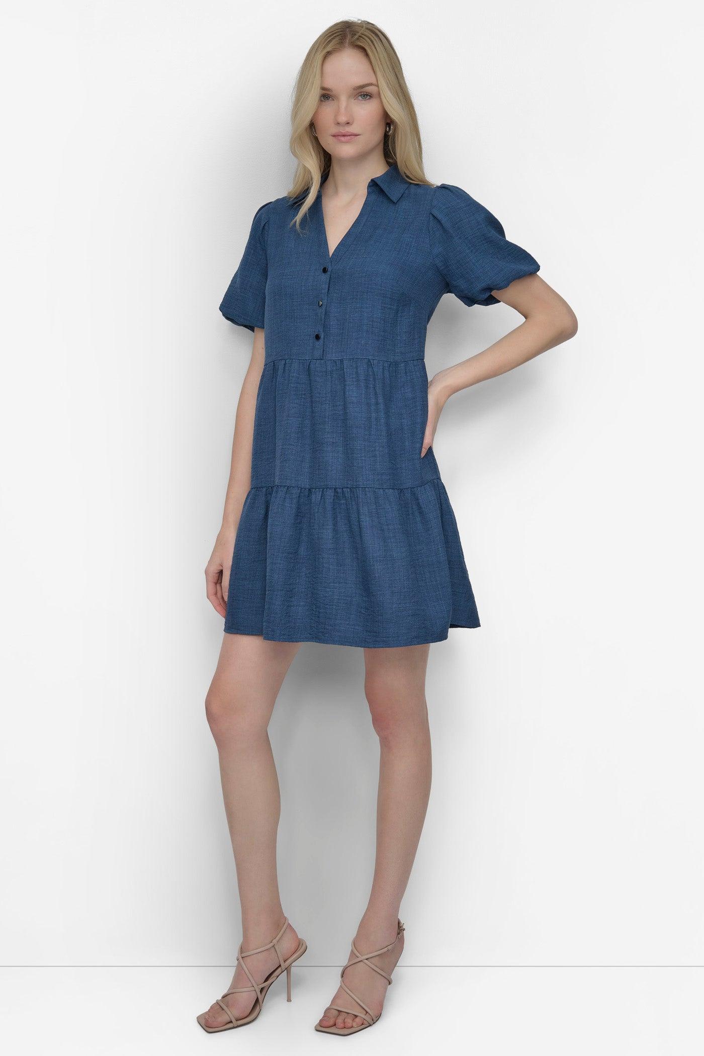 TIERED A-LINE MINI SHIRT DRESS Product Image