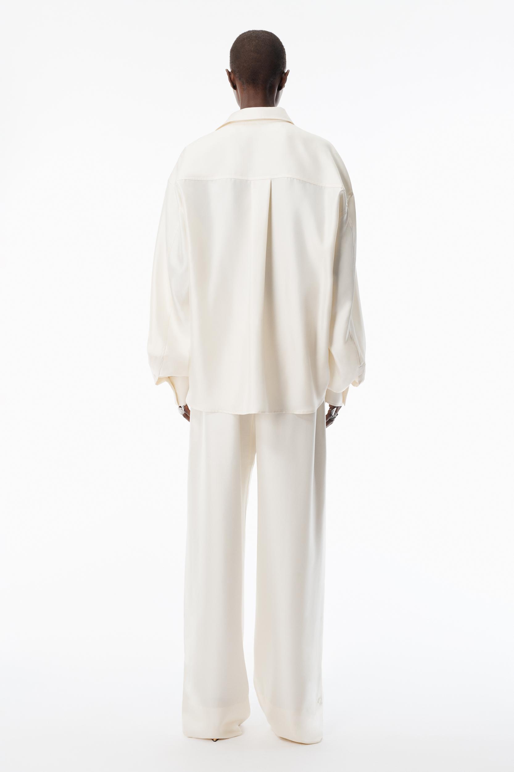 Ivory Heavy Silk Side Placket Pant Product Image