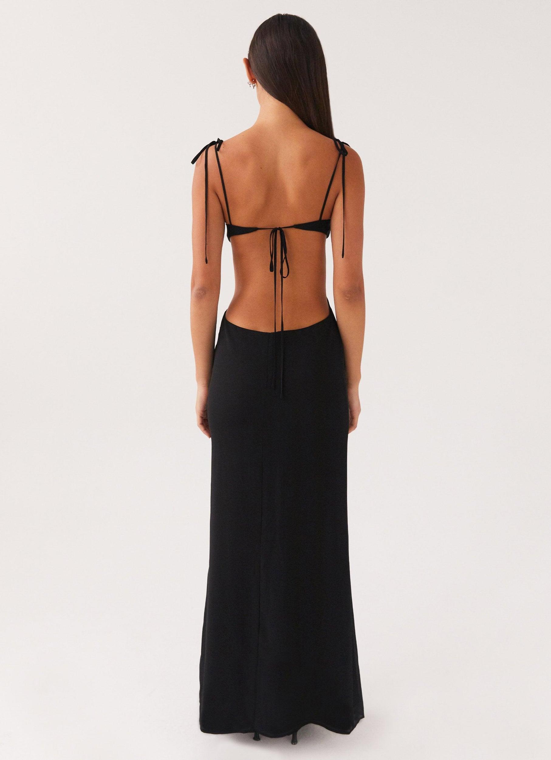 Tyra Ruched Maxi Dress - Black Product Image
