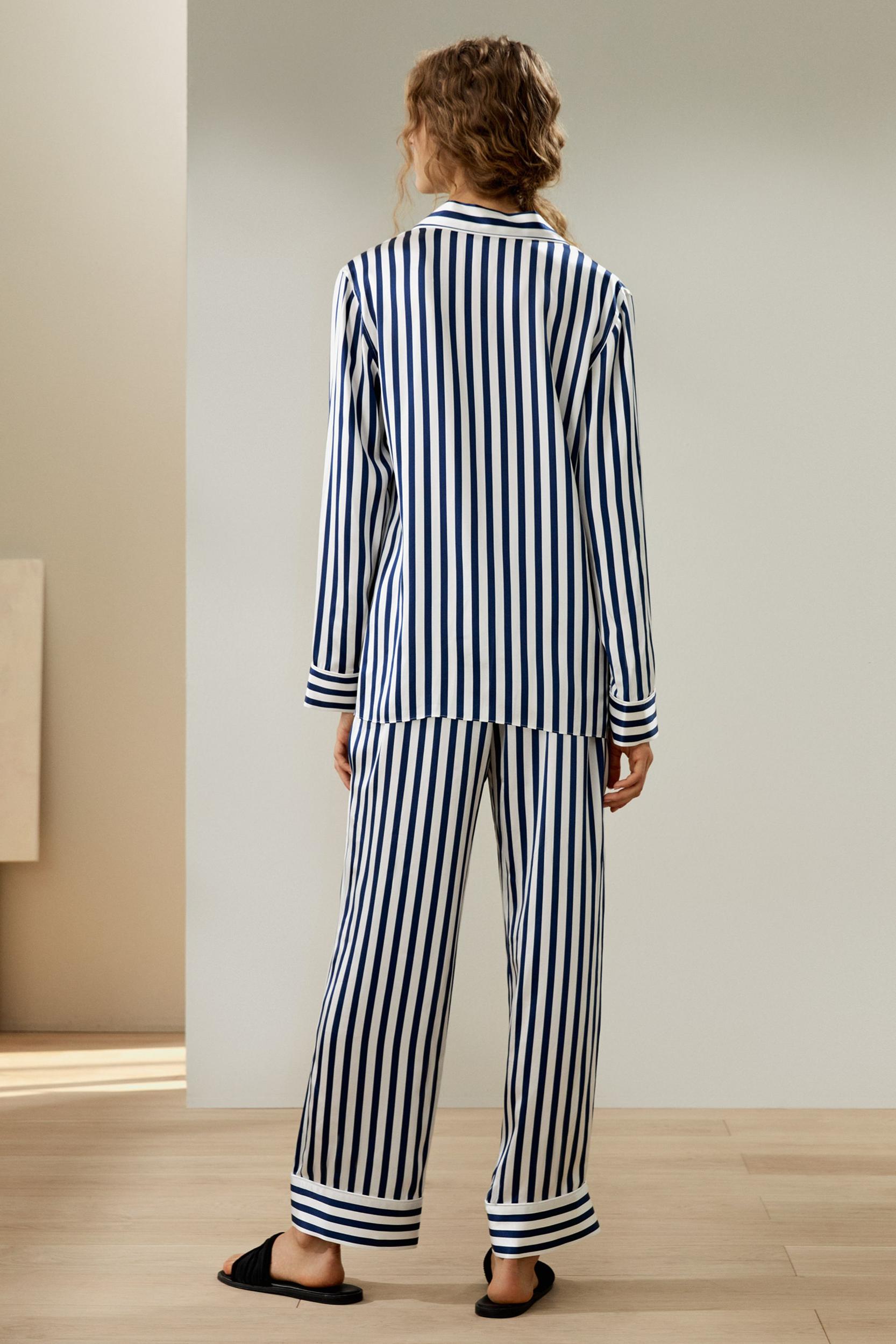 Amalfi Button-Up Full Length Striped Pajama Set Product Image