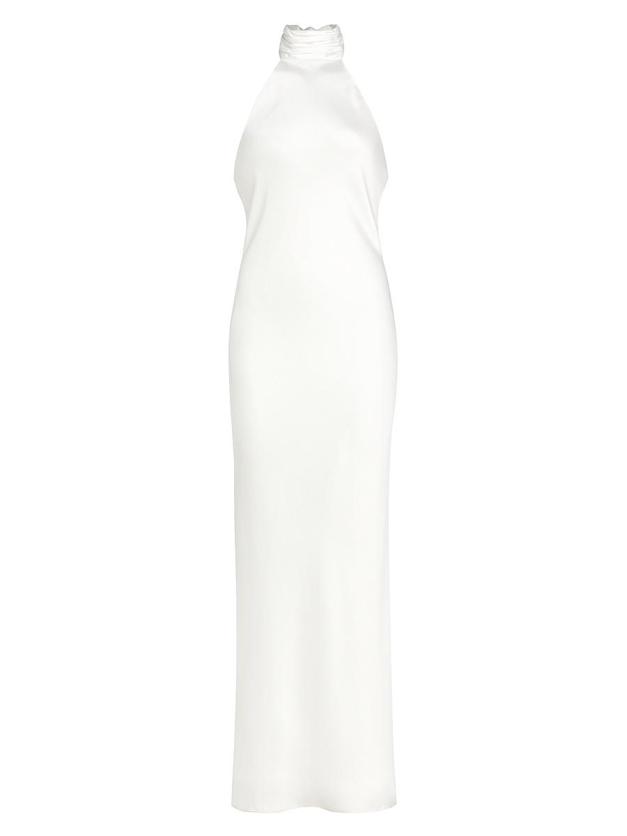 Womens Tatiana High-Neck Satin Gown Product Image