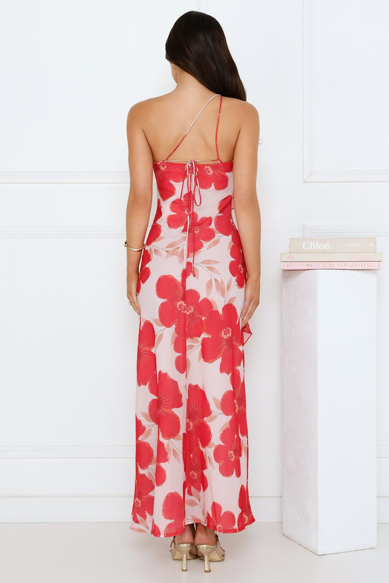 Summer Serenade One Shoulder Maxi Dress Pink Product Image