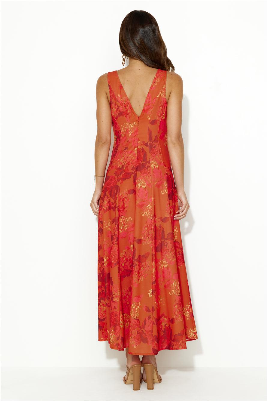 Perfectly Swaying Midi Dress Red Product Image