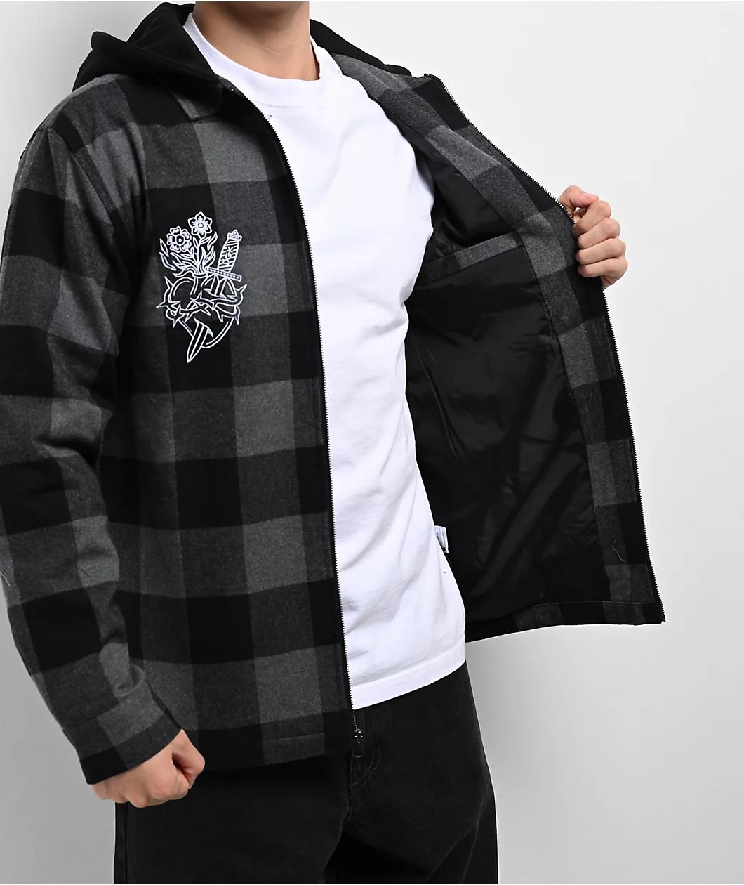 DGK Monterey Black Hooded Flannel Jacket Product Image