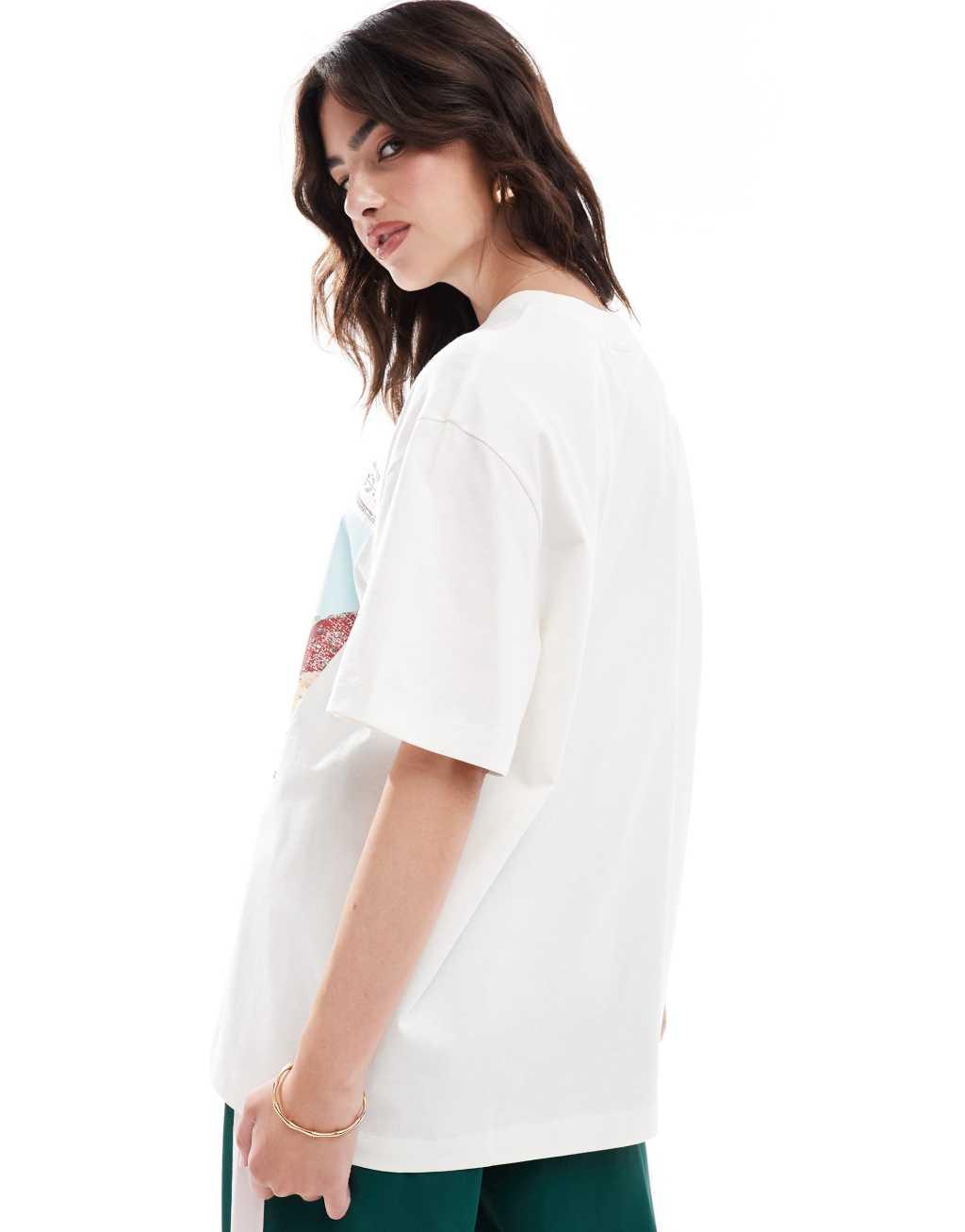ASOS DESIGN oversized T-shirt canyon graphic in cream Product Image