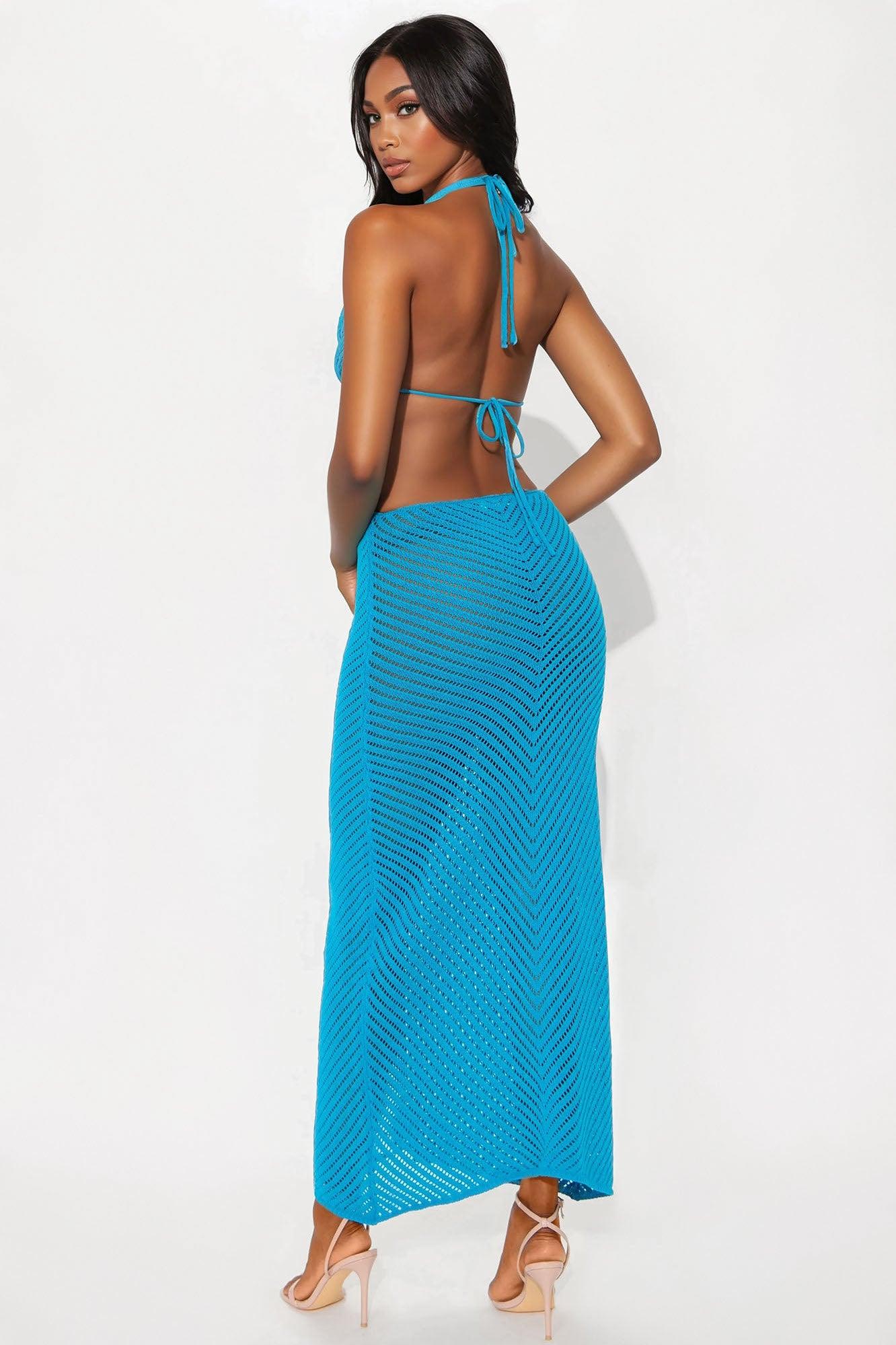 Nicki Crochet Backless Maxi Dress - Aqua Female Product Image