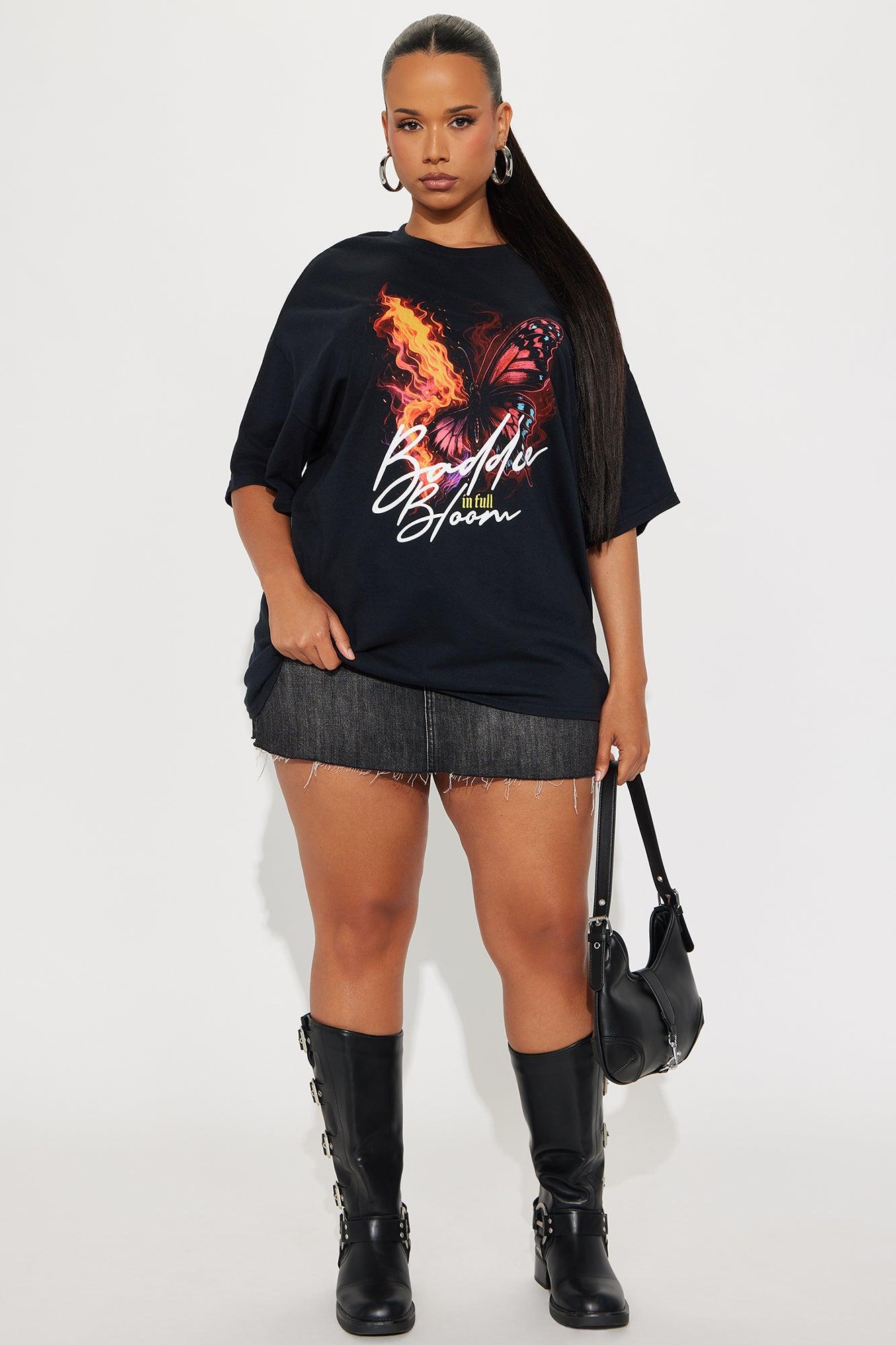 Baddie In Bloom Butterfly Tee - Black Female Product Image