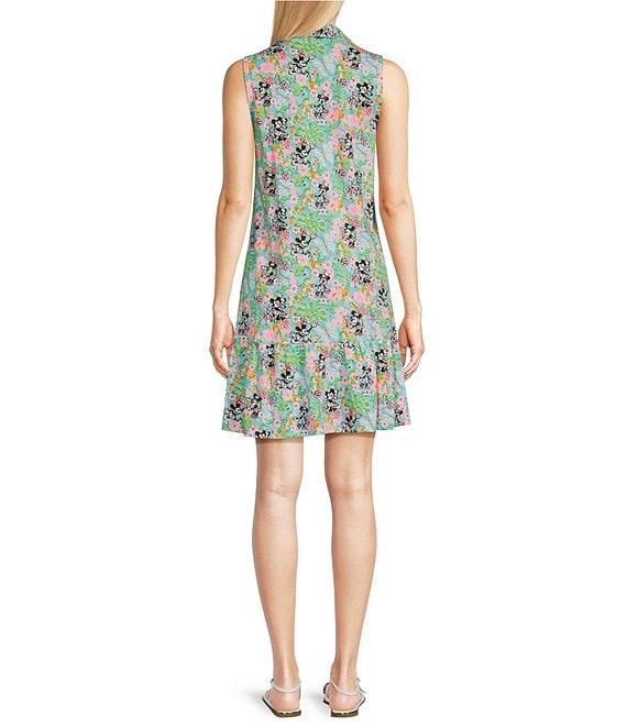 Lilly Pulitzer x Disney Riegan Lilly Hearts Disney Print Point Collar Sleeveless Ruffle Hem Shirtdress Product Image