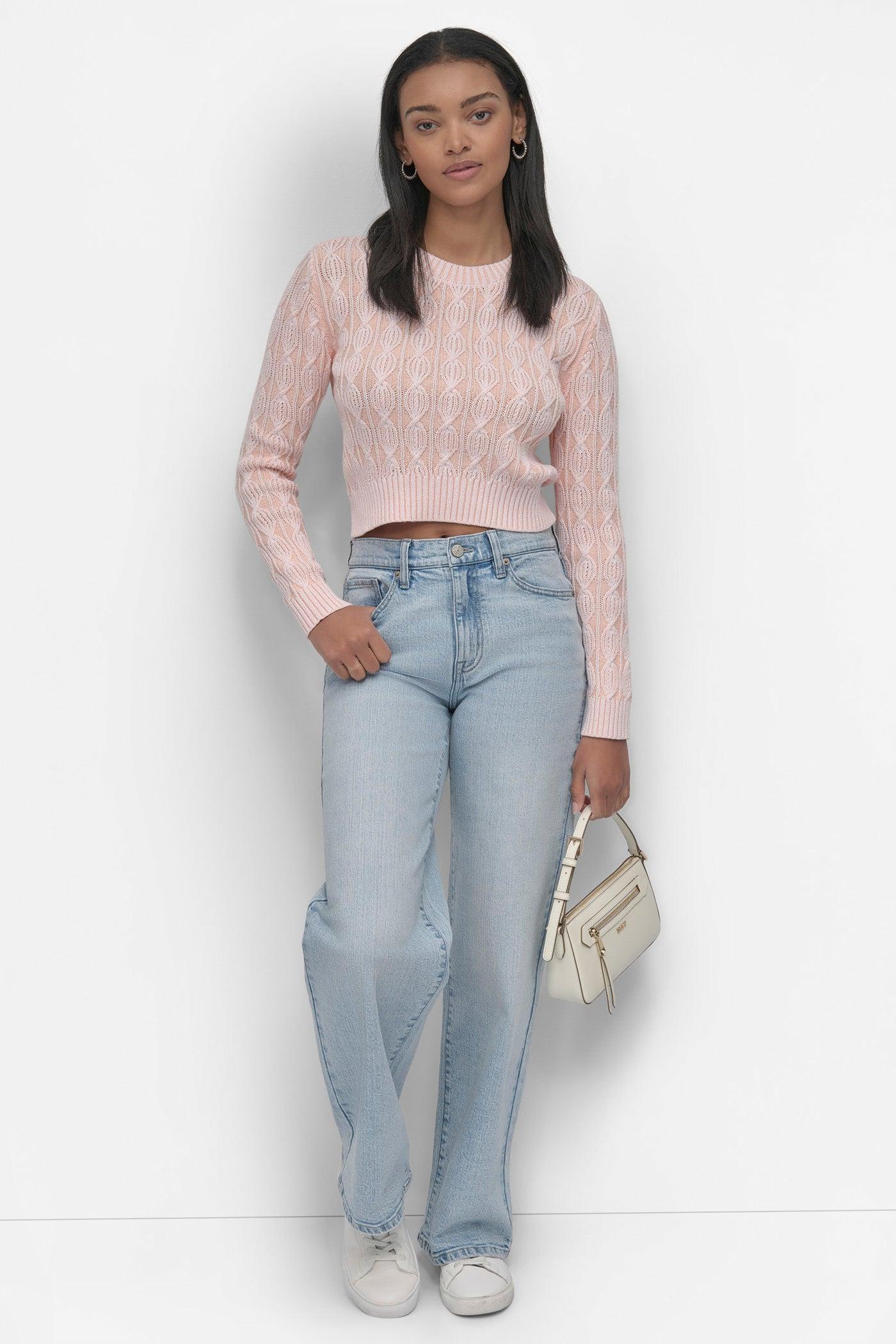 LONG SLEEVE CABLE CREW NECK TOP Product Image