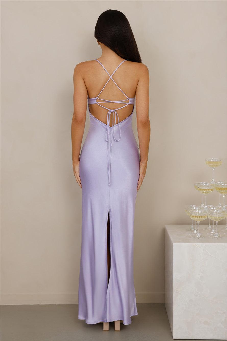 The Samara Satin Maxi Dress Lilac Product Image