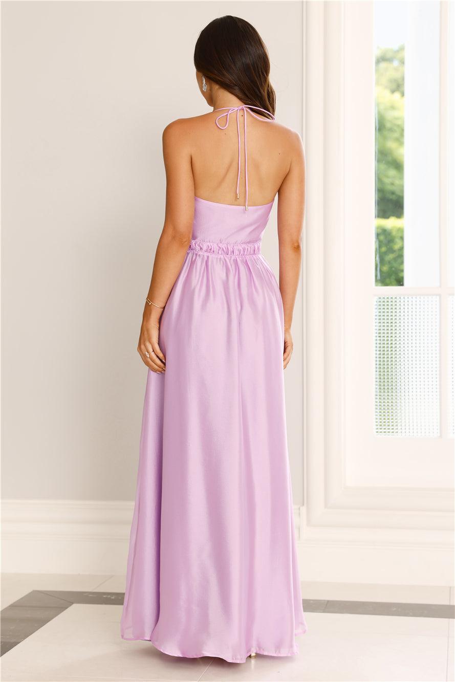 Elegant Delights Halter Maxi Dress Purple Product Image