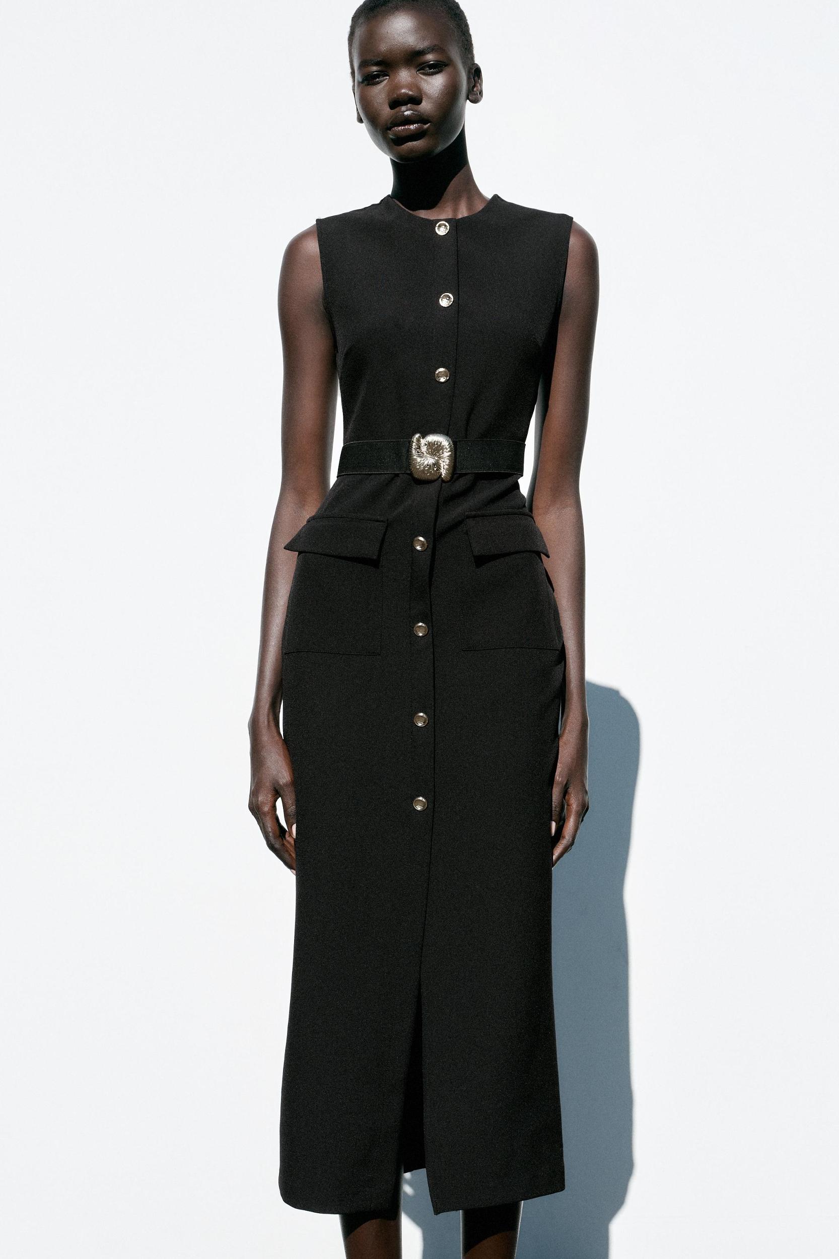 BELTED CREPE MIDI DRESS Product Image