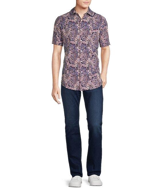 Cremieux Premium Denim Big & Tall Paisley Print Short Sleeve Woven Shirt Product Image