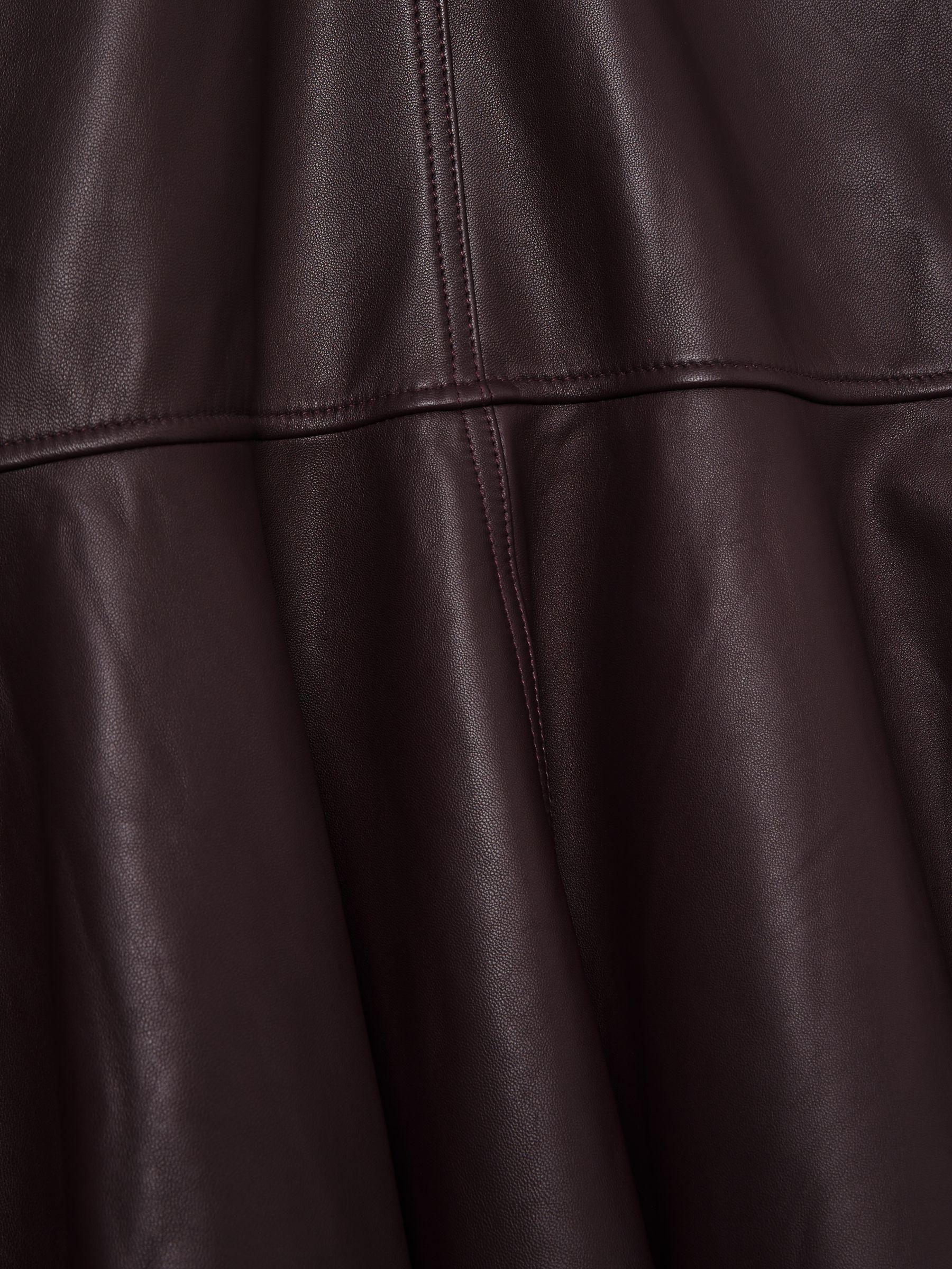 Atelier Leather Fluted Midi Skirt in Burgundy Product Image
