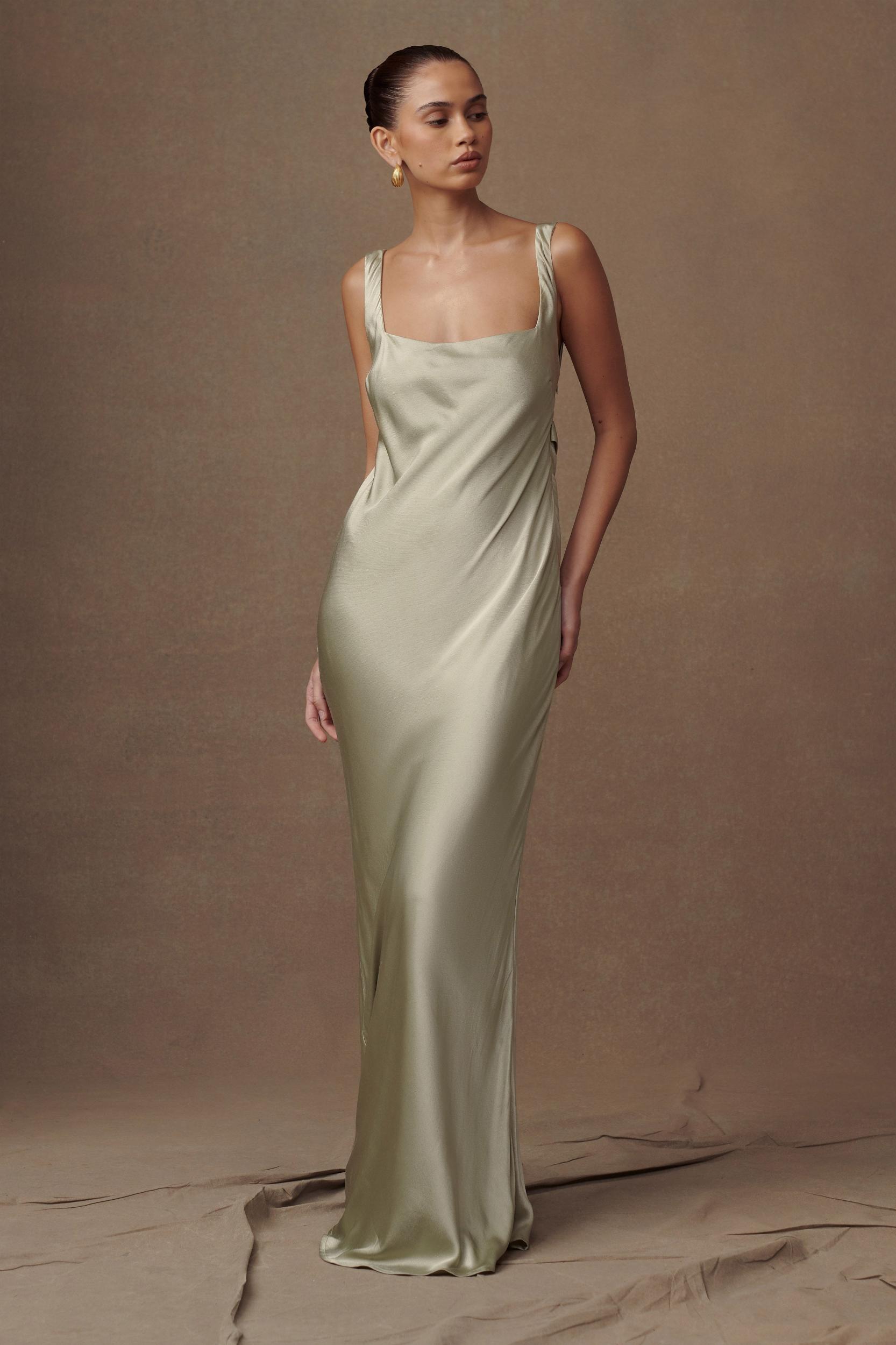 Ensley Satin Maxi Dress - Sage Product Image