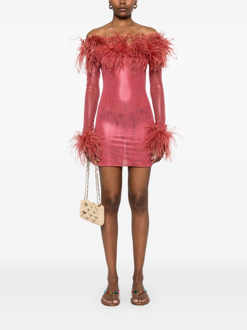 feather-trim mini dress  Product Image