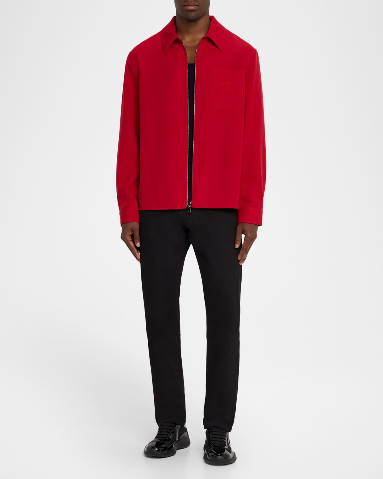 Men's Wool Logo Stamp Full-Zip Shirt Jacket Product Image