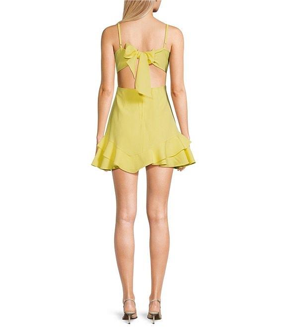 Dear Moon Square Neck Laguna Scuba Double Ruffle Tie Back Dress Product Image