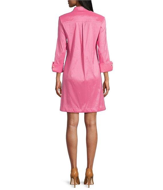 Preston & York Thea Taffeta 3/4 Sleeve Point Collar Dress Product Image