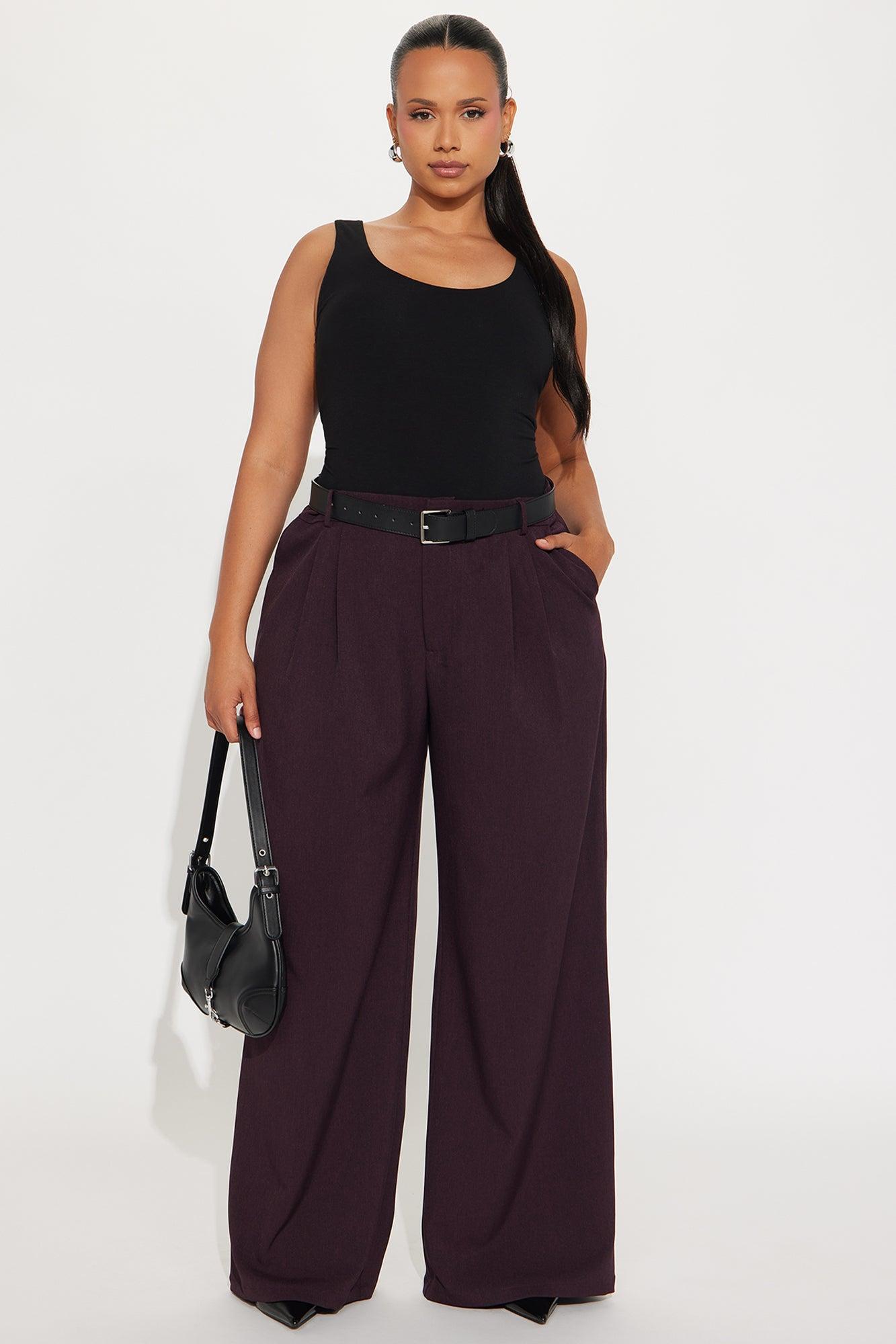 Cynthia Wide Leg Trouser Pant 33″ - Plum Female Product Image