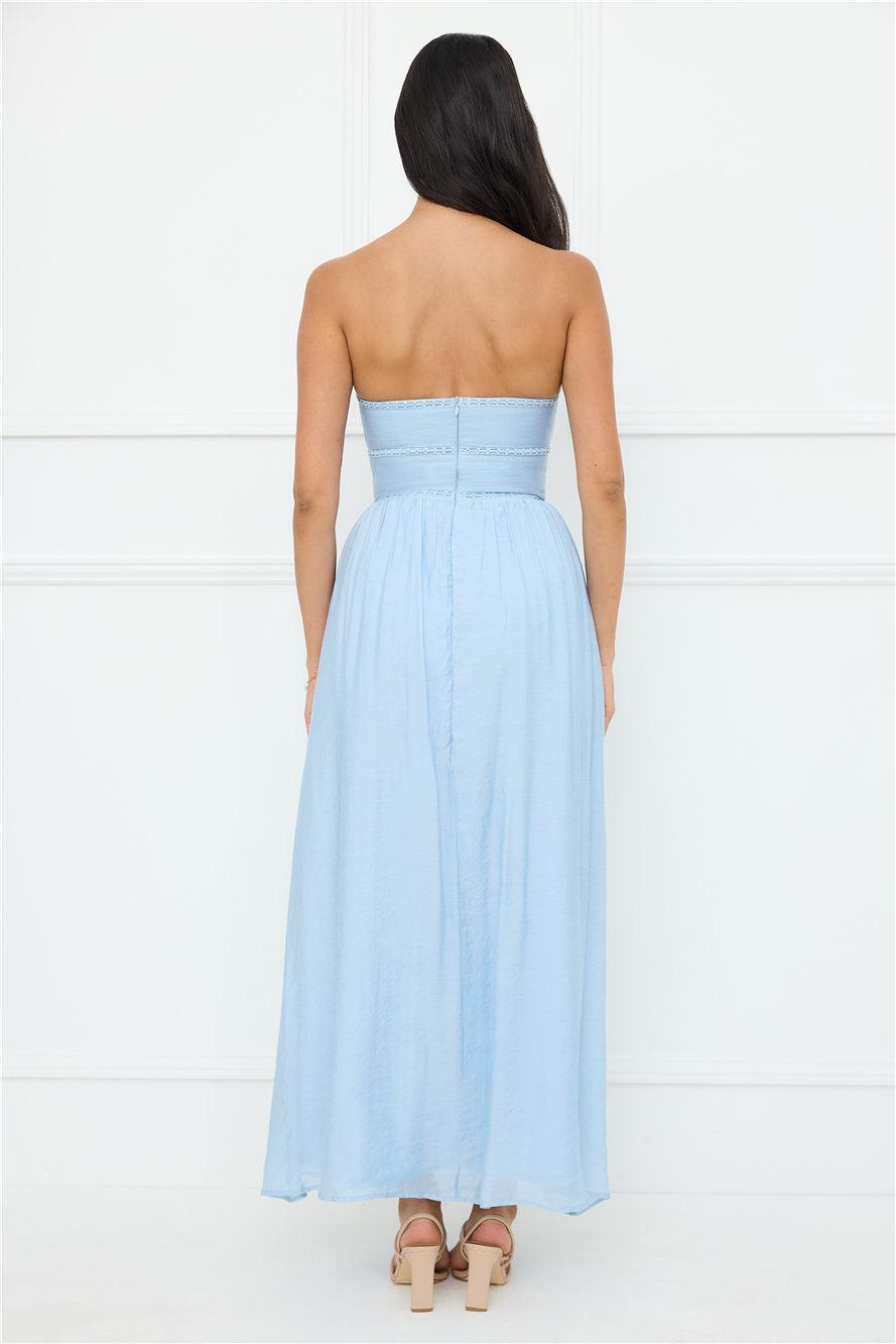 Luxurious Glow Strapless Maxi Dress Blue Product Image