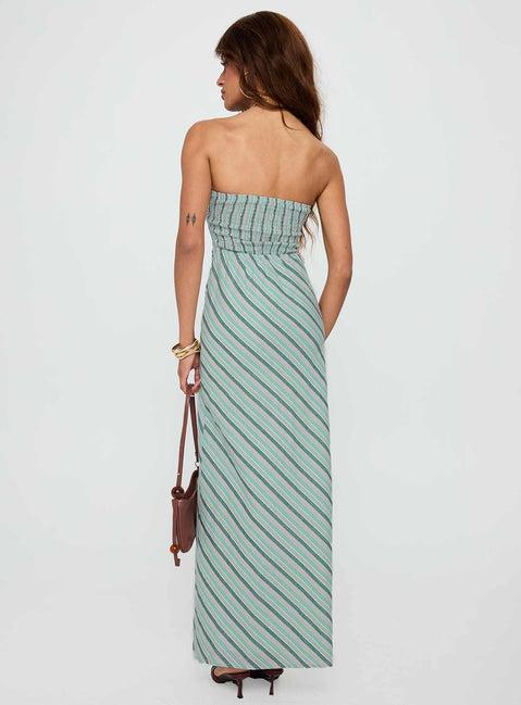 Finchie Strapless Maxi Dress Blue Stripe Product Image