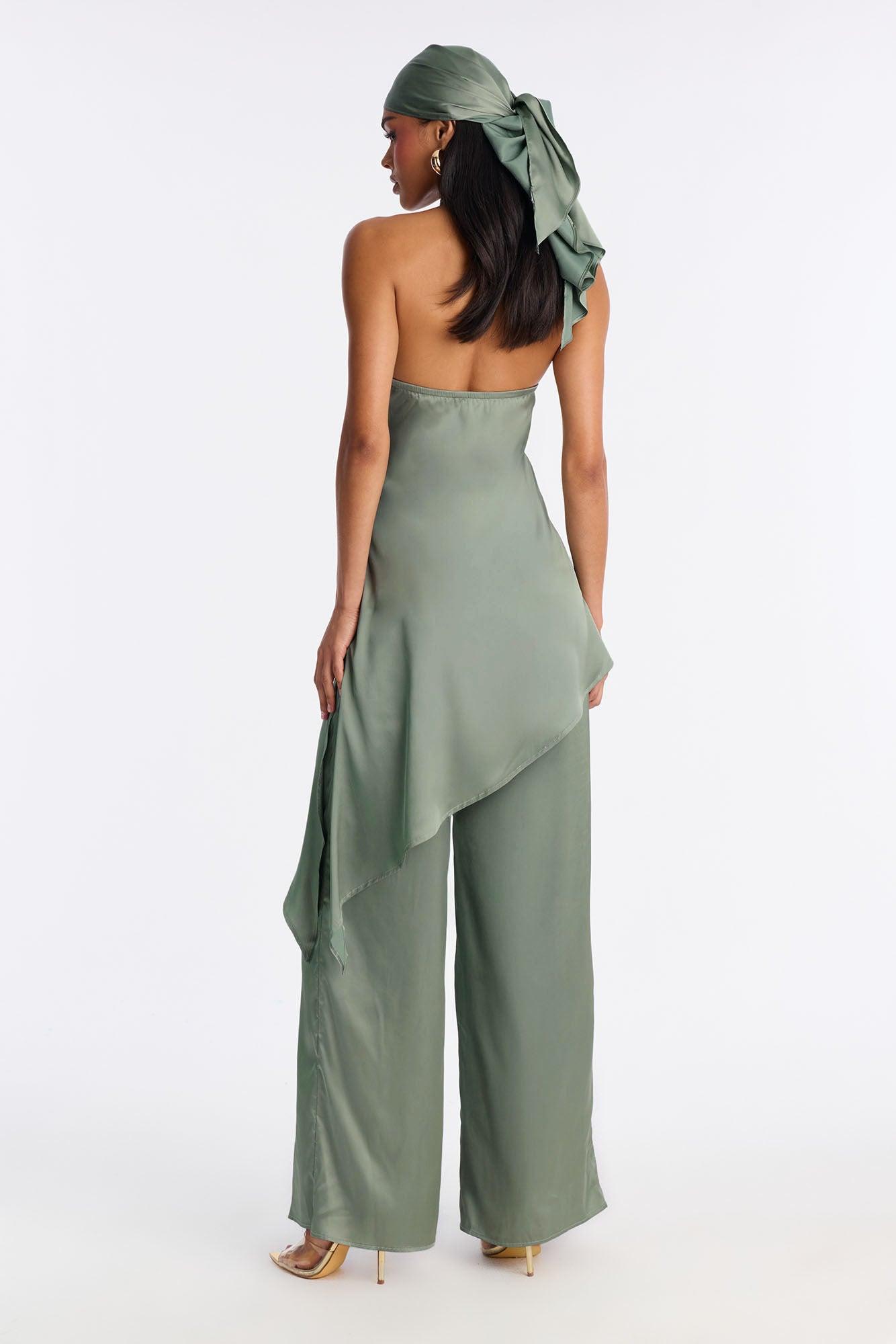 Lea Satin Draped 2 Piece Jumpsuit Set - Sage Female Product Image