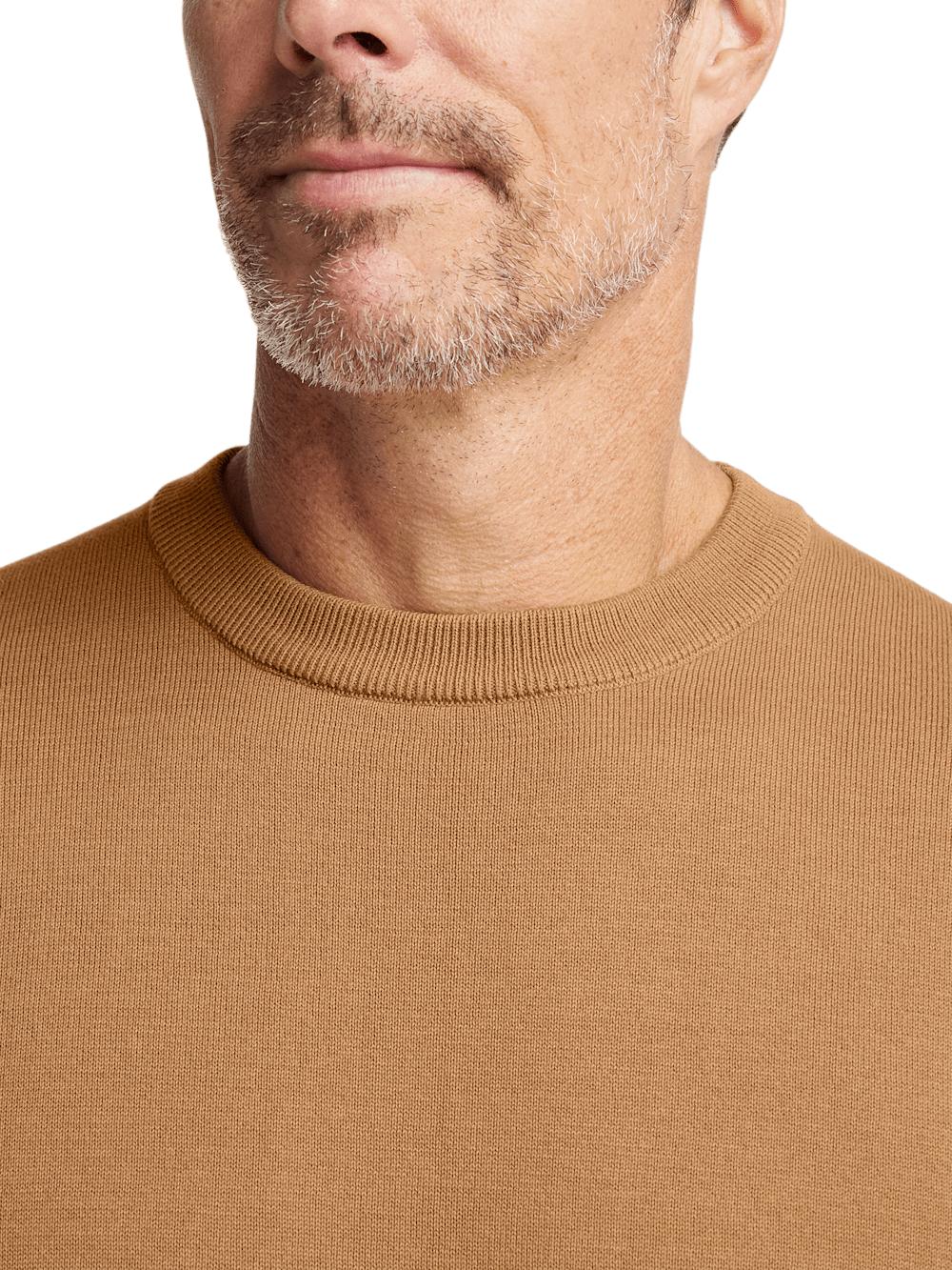 Supima Cotton Crew Neck Sweater - Light Brown Product Image