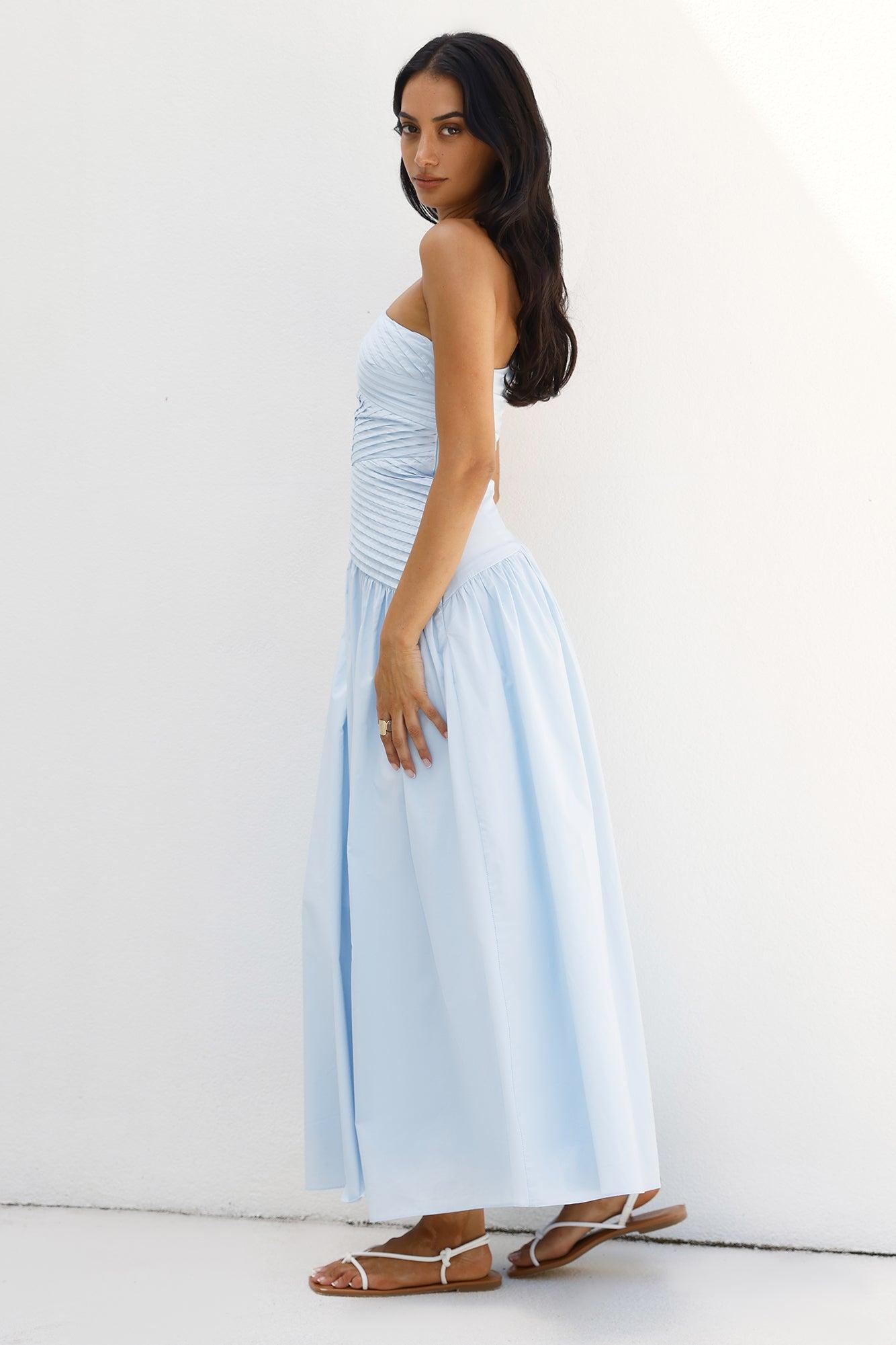 Seashell Moments One Shoulder Maxi Dress Blue Product Image