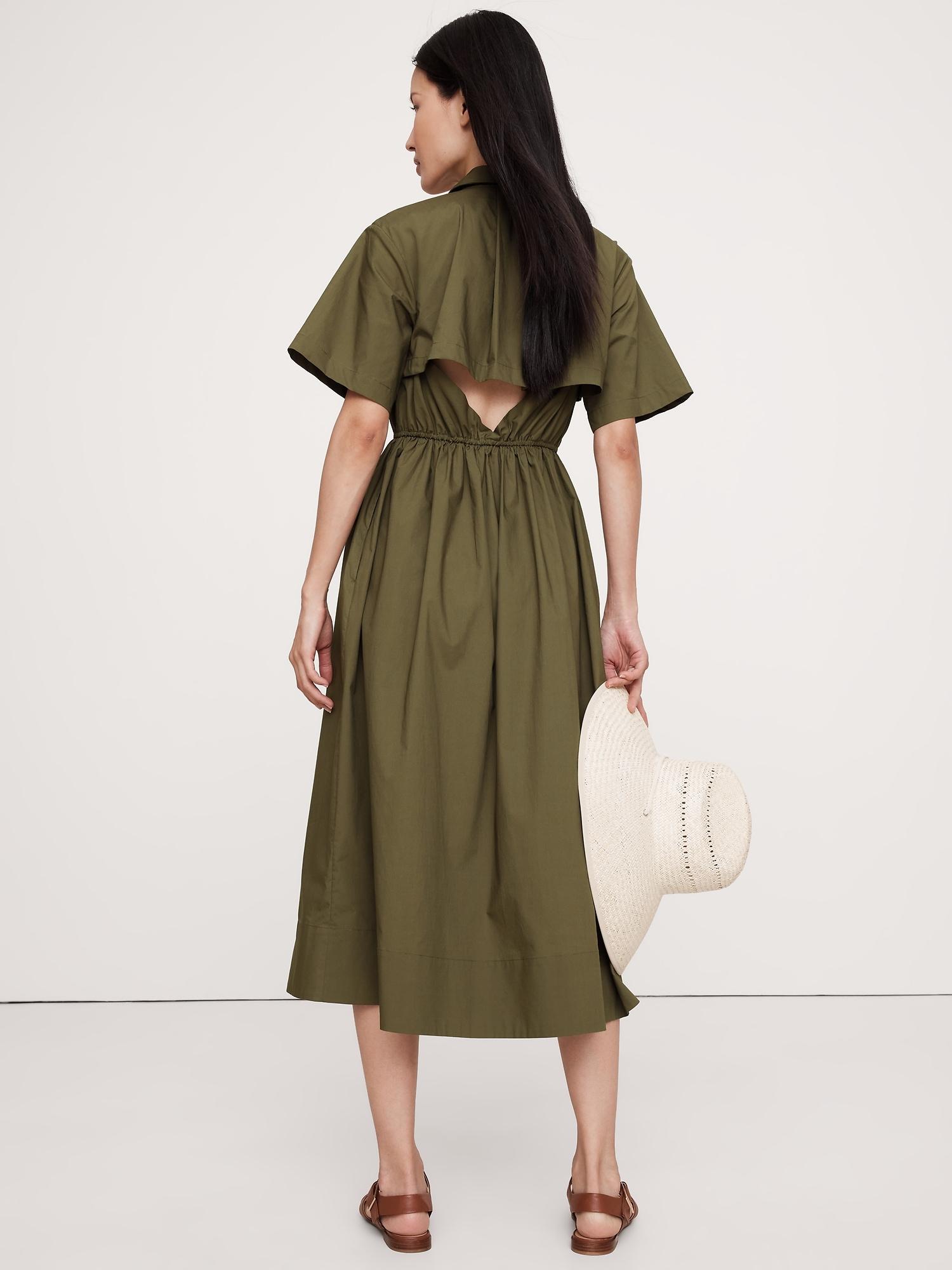Cotton Poplin Open-Back Shirt Dress Product Image