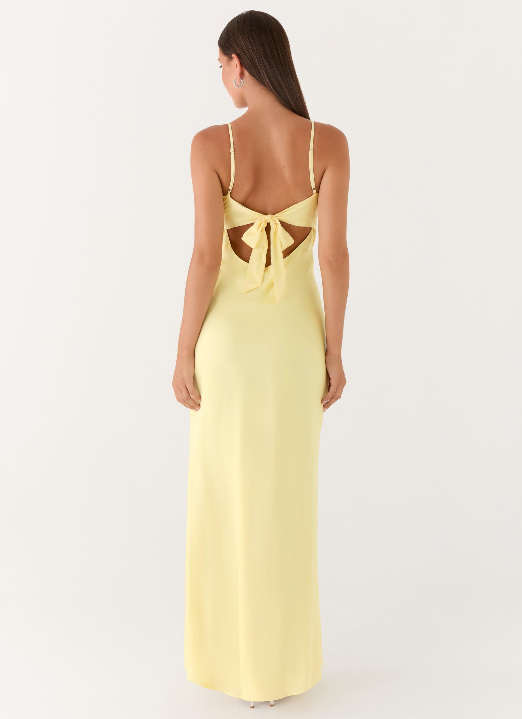 Flora Satin Maxi Dress - Lemon Product Image