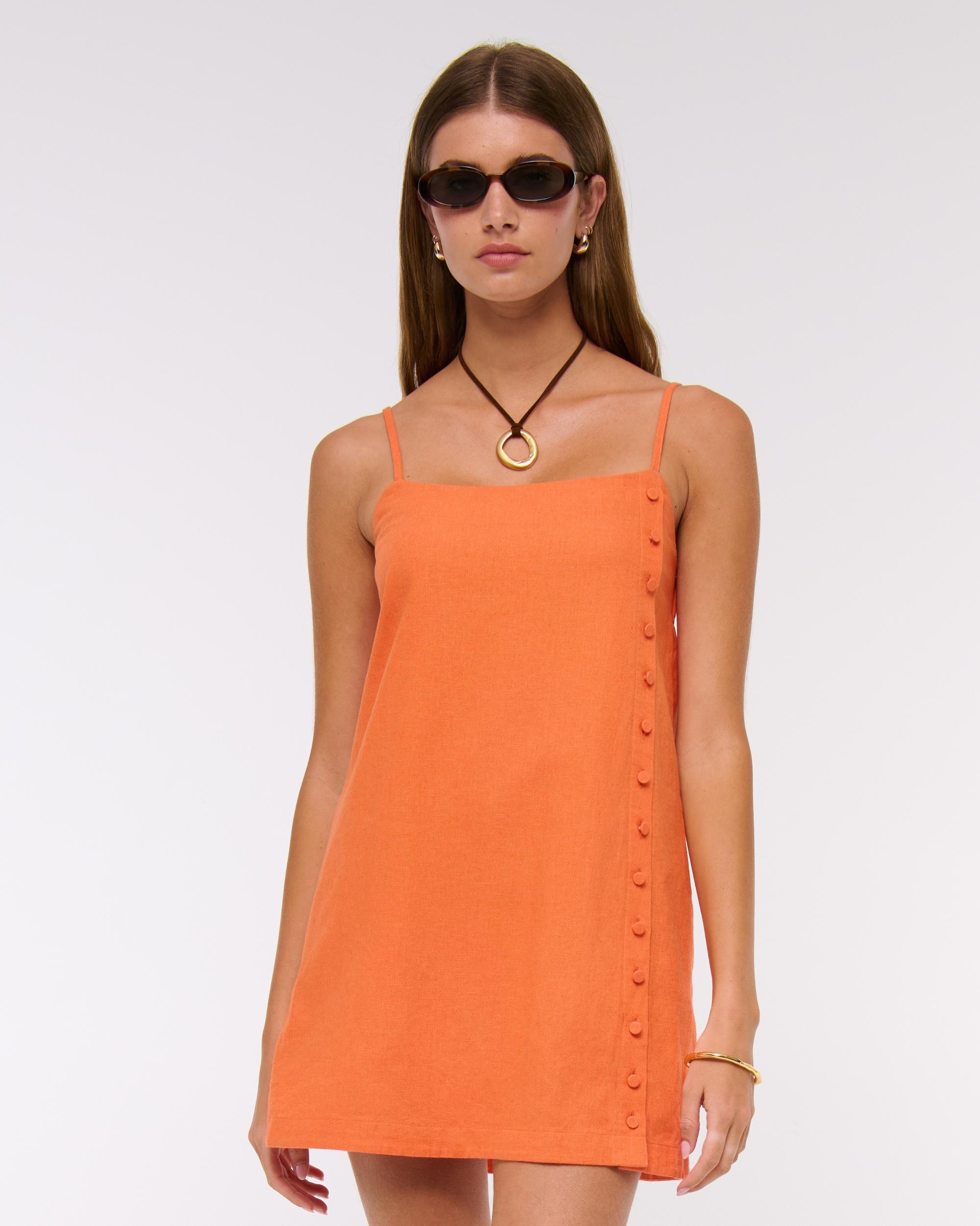 Linen-Blend Button Skort Product Image