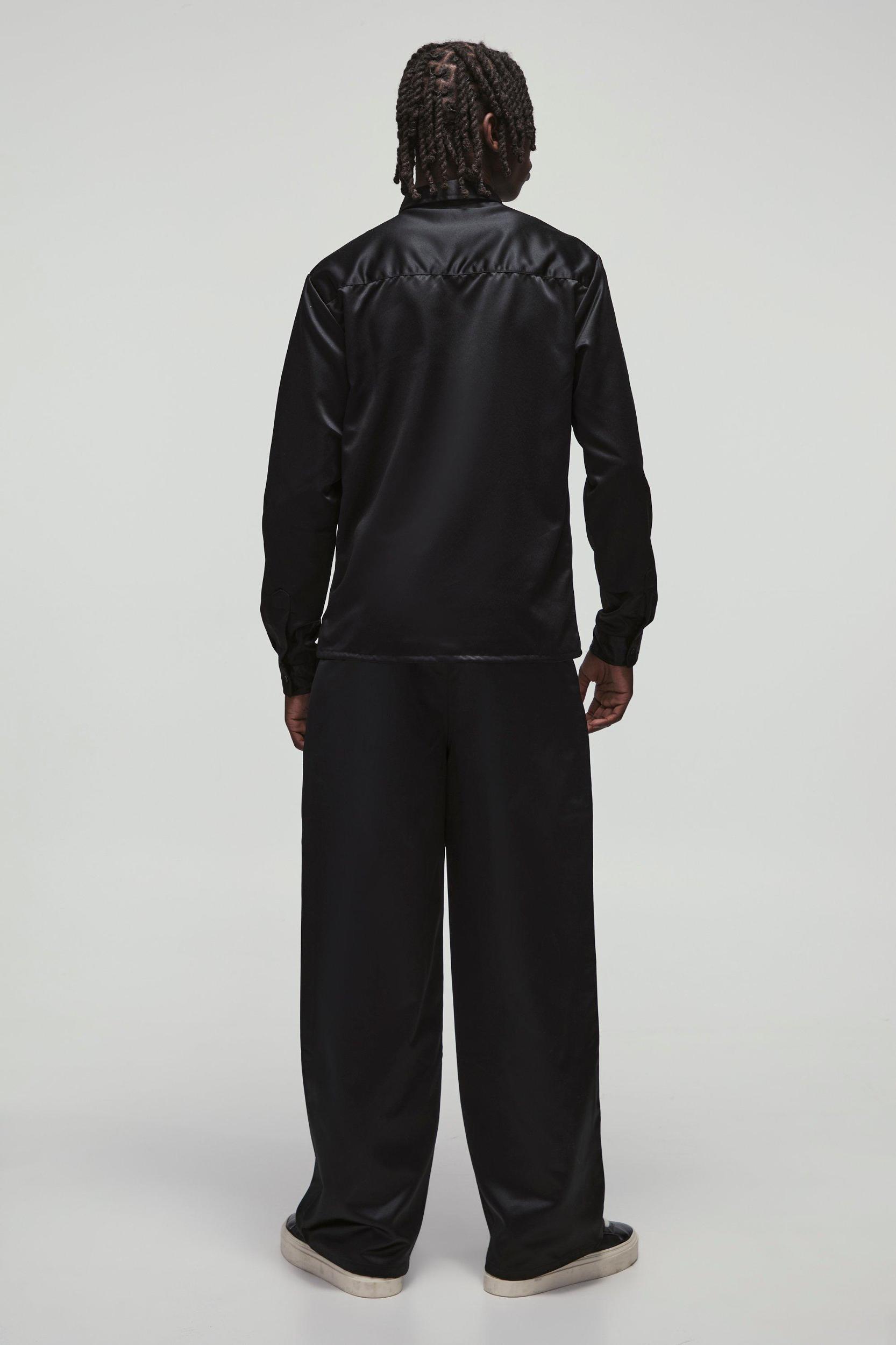 Long Sleeve Satin Regular Shirt | boohooMAN USA Product Image