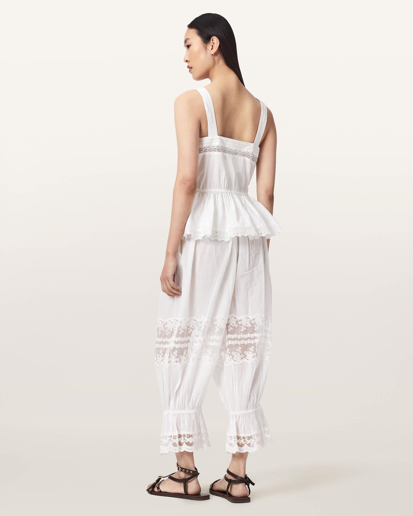 Solene Cropped Lace Pants White | ALLSAINTS US Product Image