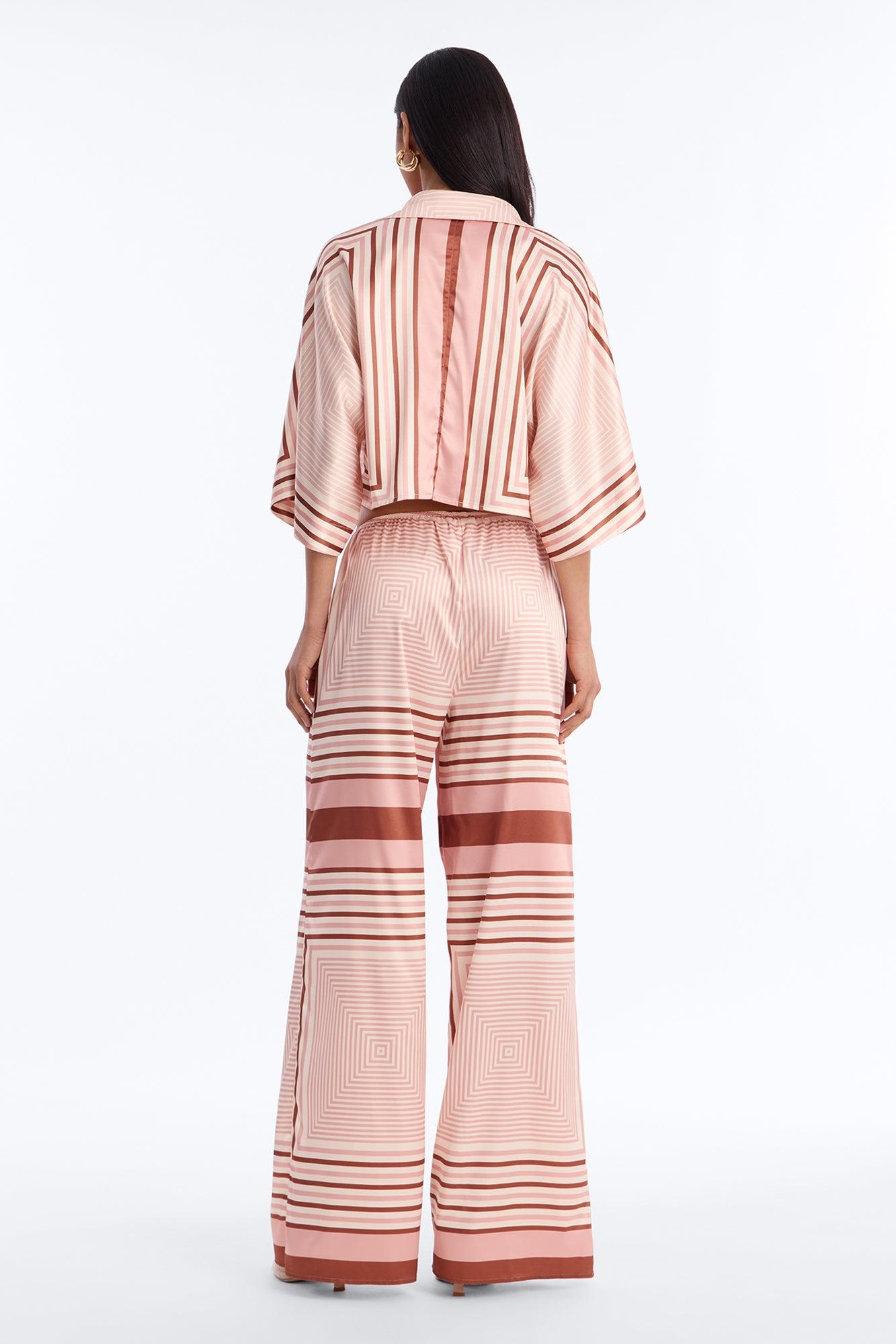 Elora Satin Pant Set - Pink/combo Female Product Image